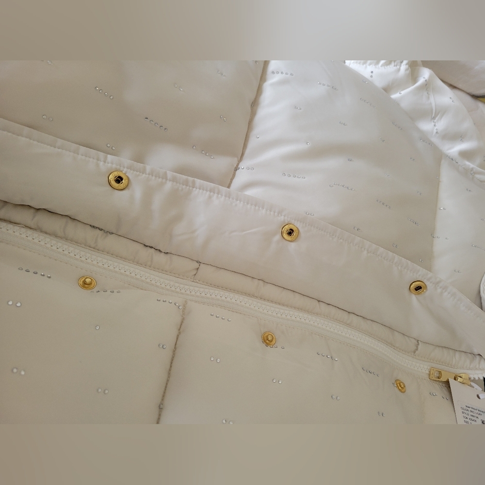CeCe Ivory Rhinestone Puffer Jacket Size Small - Picture 14 of 15